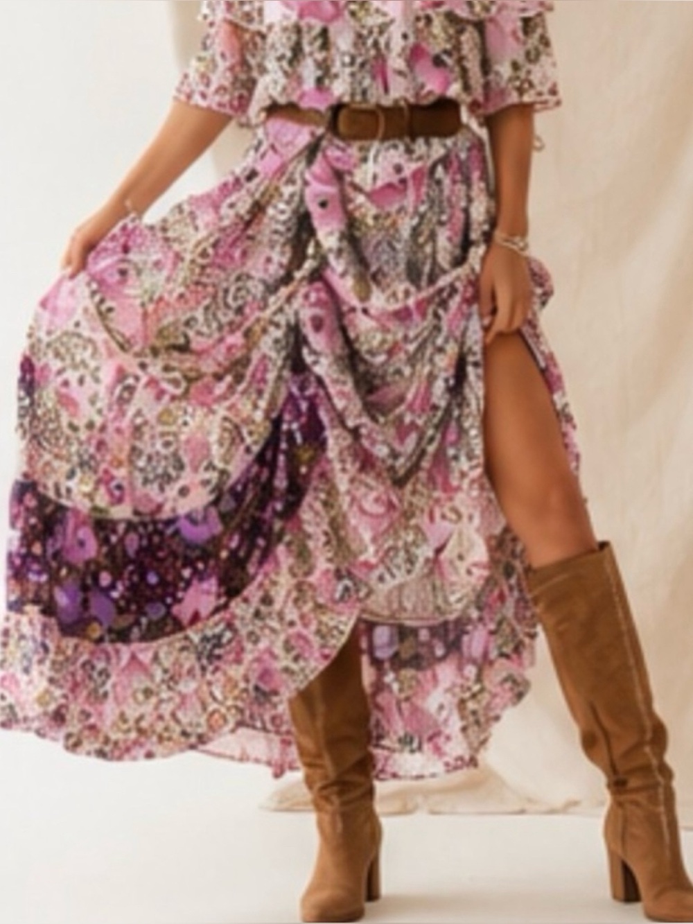 Spell & The Gypsy Collective Desert Daisy Tiered Maxi Skirt M - Boho Floral - Picture 2 of 7